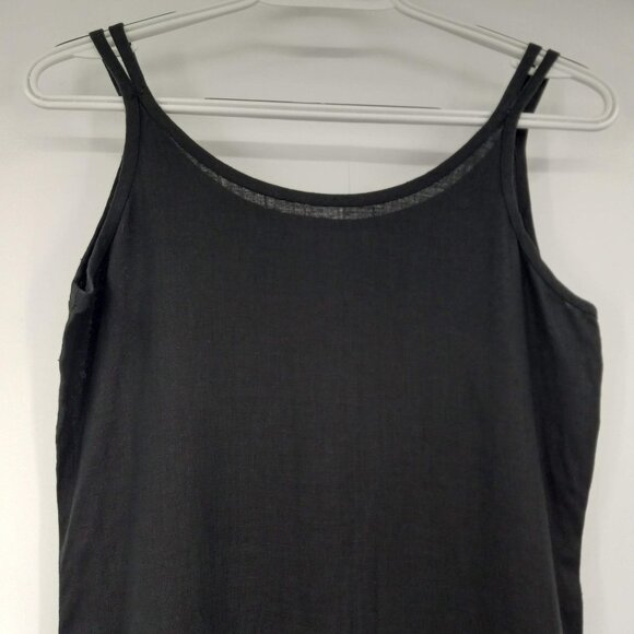 Garnet Hill Black Linen Lattice Cutout Maxi Dress Minimalist Versatile Beach 6P - Picture 3 of 9